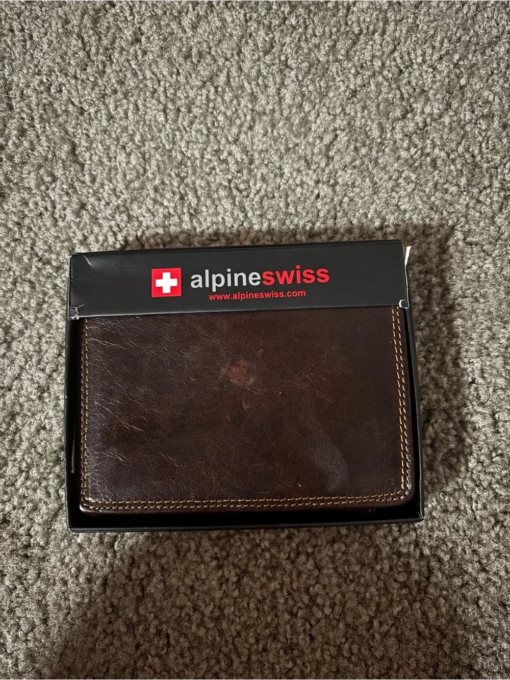 alpine swiss Brown Leather Mens Wallet Brand New